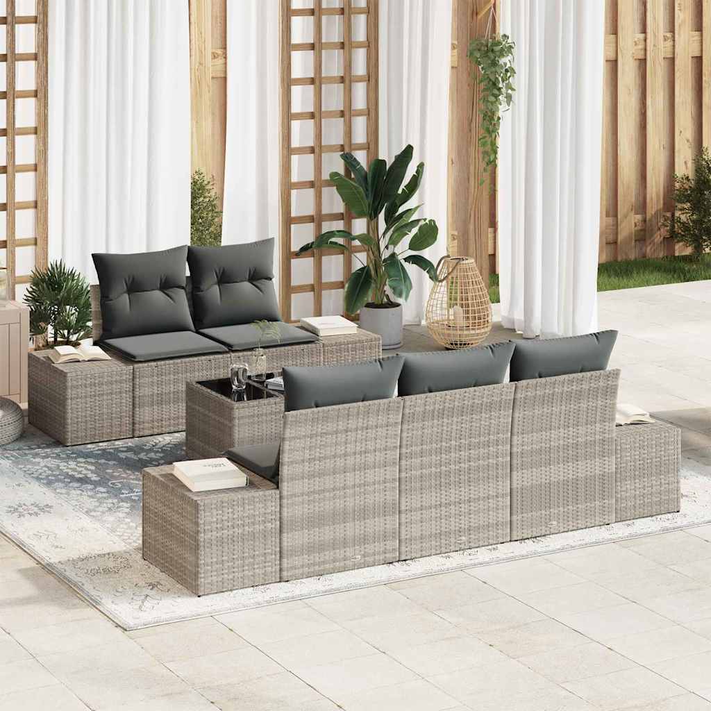 Garten-Sofa-Set 6 pcs Hellgrau und Dunkelgrau 55 x 55 x 37 cm